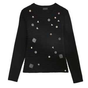 Carlisle Collection Cashmere Blend Embellished Tower Sweater